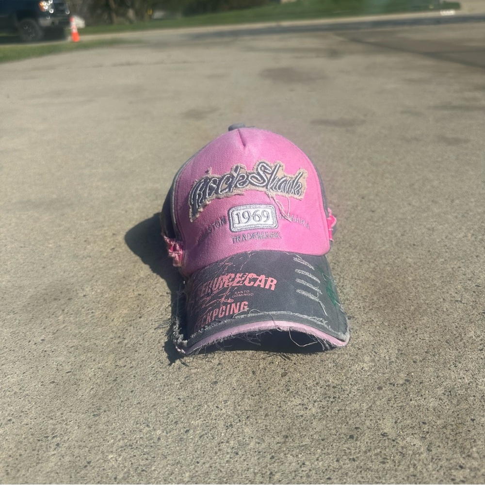 Pink and Gray Distressed Cap